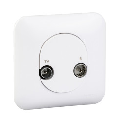 Ovalis - prise TV/FM - 1 entrÃ©e - Blanc RAL9003 - fixation par vis S260451